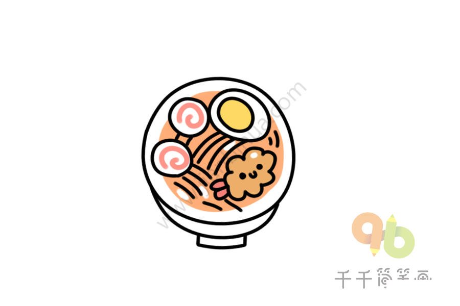 豚骨拉面簡筆畫第一步：大碗