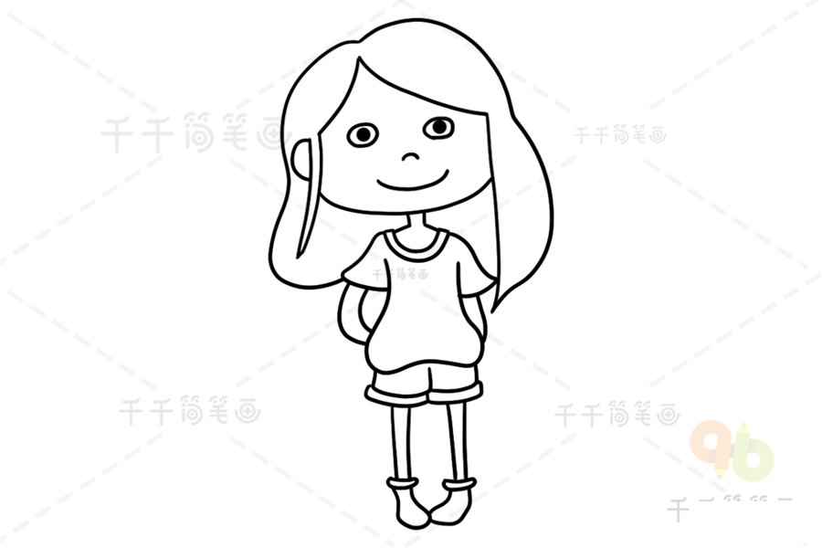 女孩簡筆畫圖片