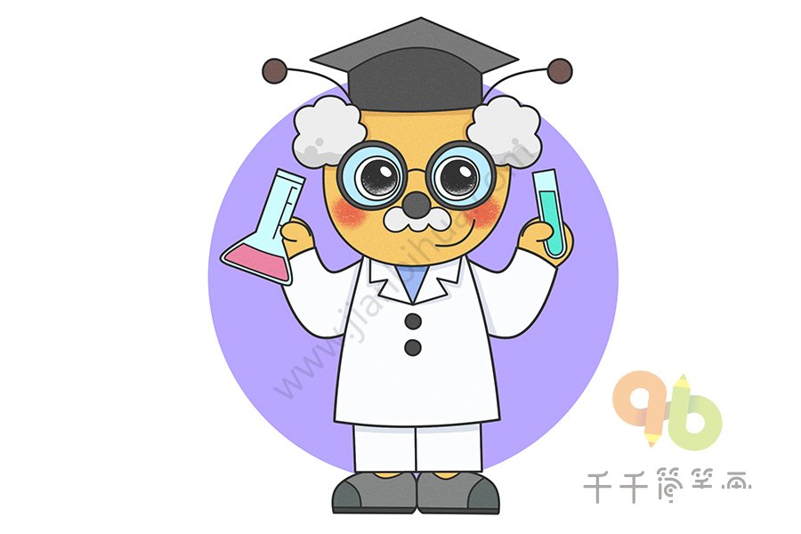 科學(xué)家小羊簡筆畫示例