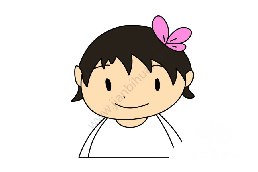 短發(fā)女孩頭像簡(jiǎn)筆畫(huà)示例