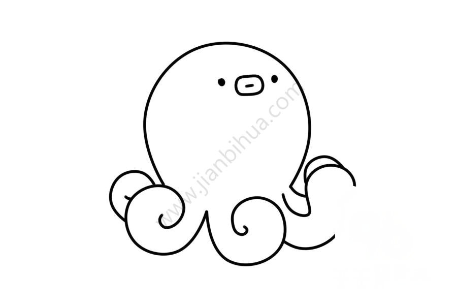章魚簡筆畫第四步圖解