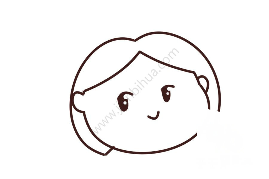 短發(fā)女生頭像簡筆畫臉型細(xì)節(jié)