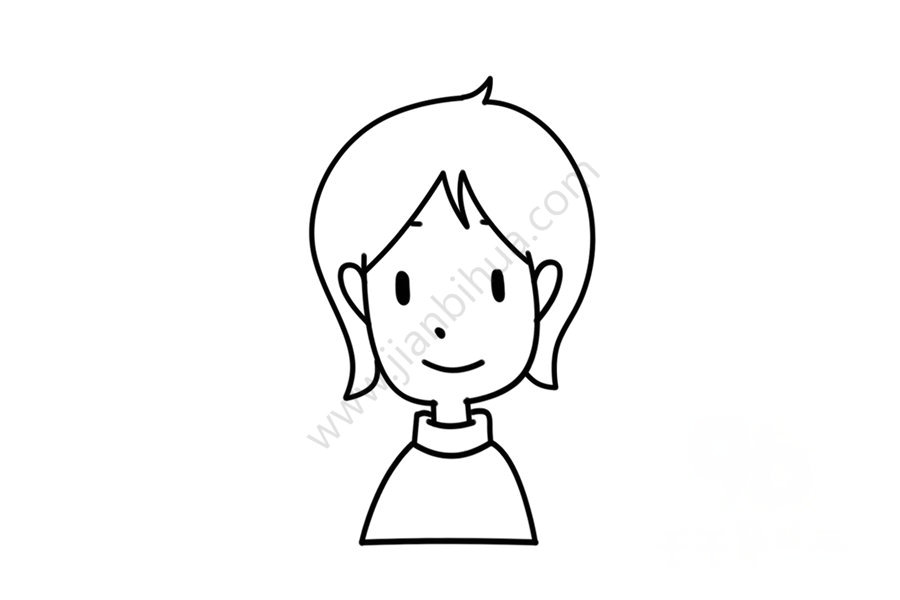 短發(fā)女孩頭像簡筆畫