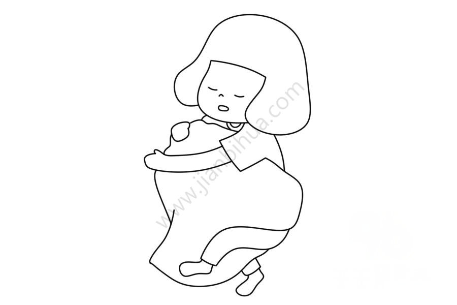 小女孩簡筆畫圖片