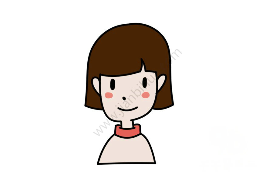 短發(fā)女孩頭像簡(jiǎn)筆畫示例