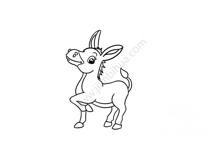 快樂的小毛驢簡(jiǎn)筆畫步驟圖5