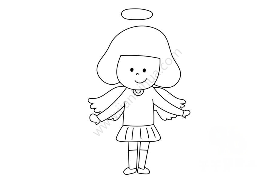 小女孩簡筆畫圖片