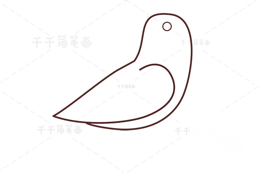 石雞簡筆畫眼睛和翅膀輪廓