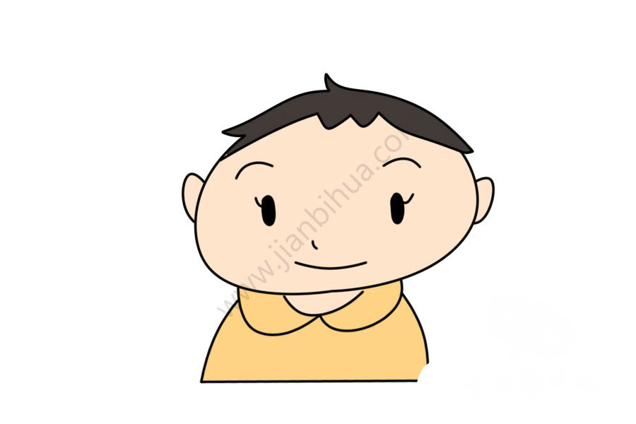 短發(fā)嬰兒頭像簡筆畫示例