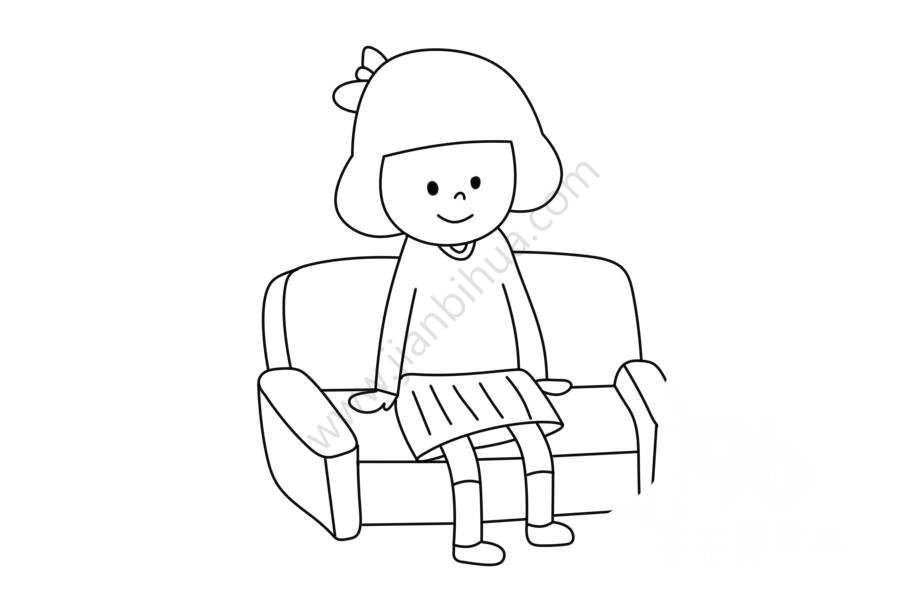 小女孩簡筆畫圖片