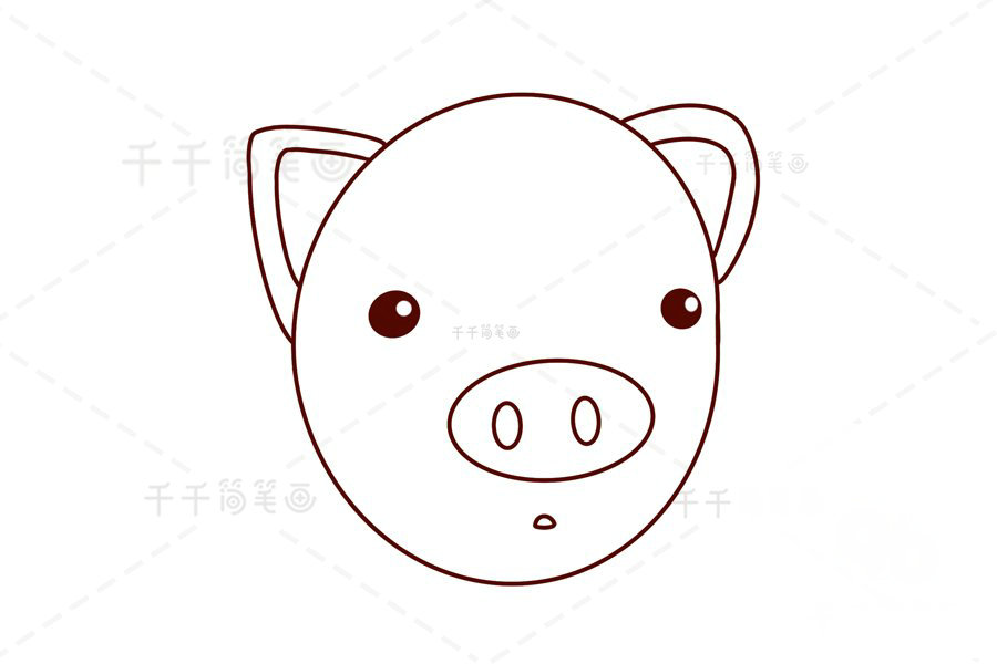 粉嫩小豬簡筆畫步驟教程