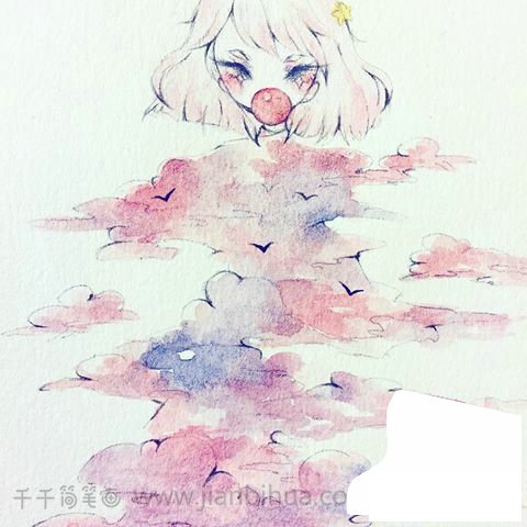 水中影子的小美女插畫3