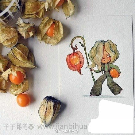 水果女孩頭像簡(jiǎn)筆畫(huà)6