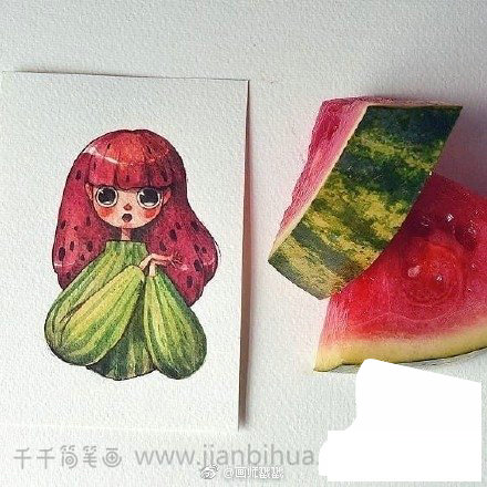 水果女孩頭像簡(jiǎn)筆畫(huà)9