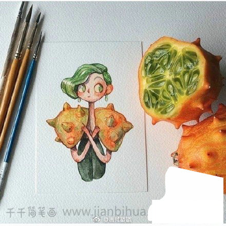 水果女孩頭像簡(jiǎn)筆畫(huà)2