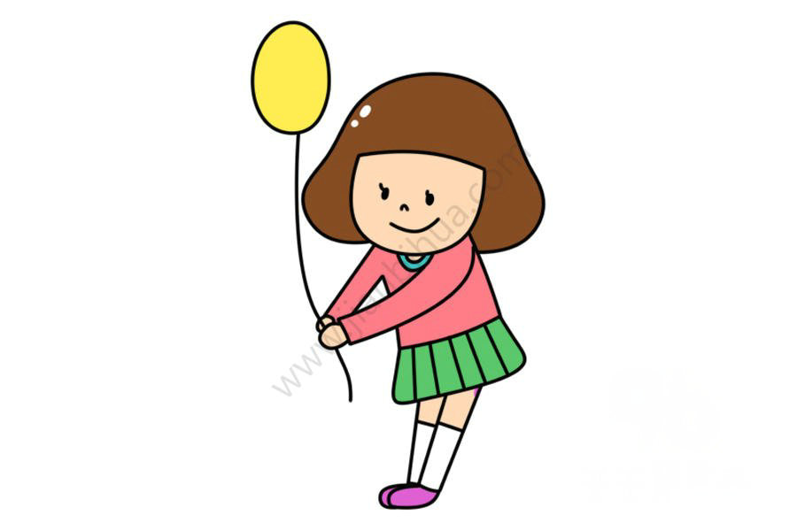 玩氣球的萌小妹簡(jiǎn)筆畫(huà)