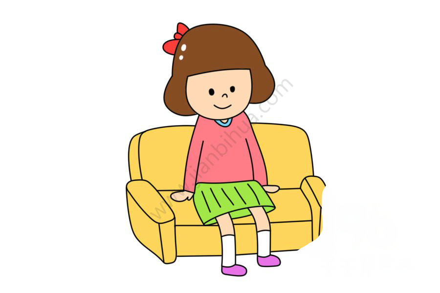 坐沙發(fā)的萌小妹簡(jiǎn)筆畫(huà)
