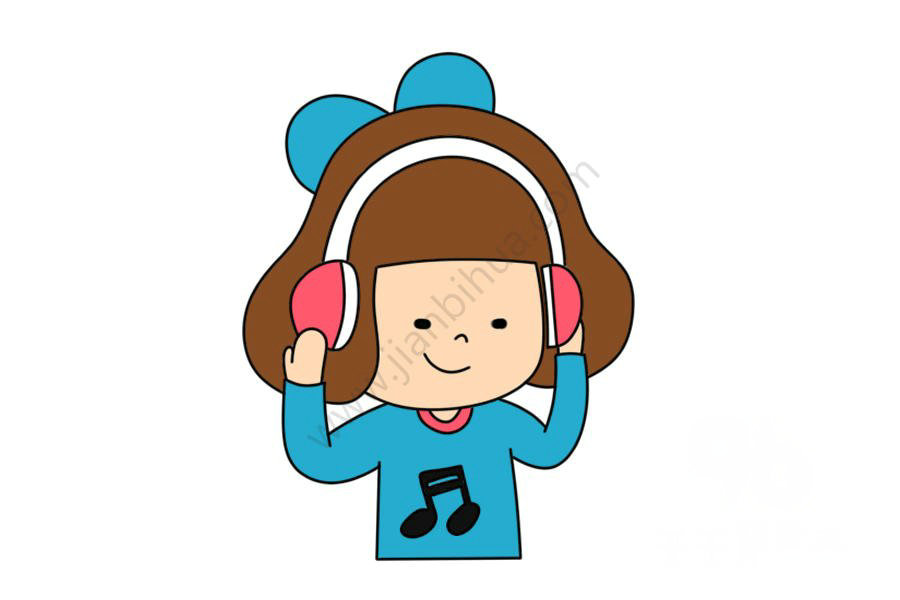 聽(tīng)歌的萌小妹簡(jiǎn)筆畫(huà)
