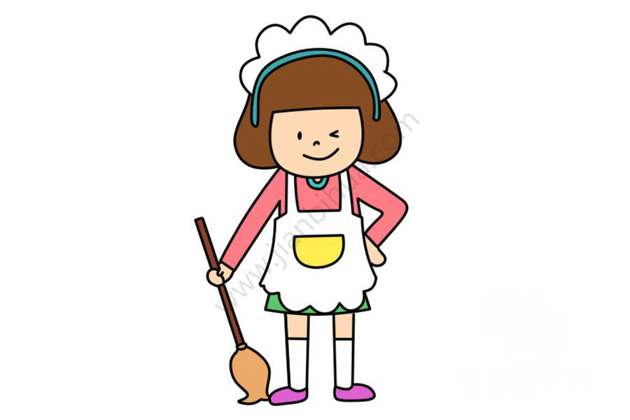 萌小妹的勞動(dòng)時(shí)光簡(jiǎn)筆畫(huà)