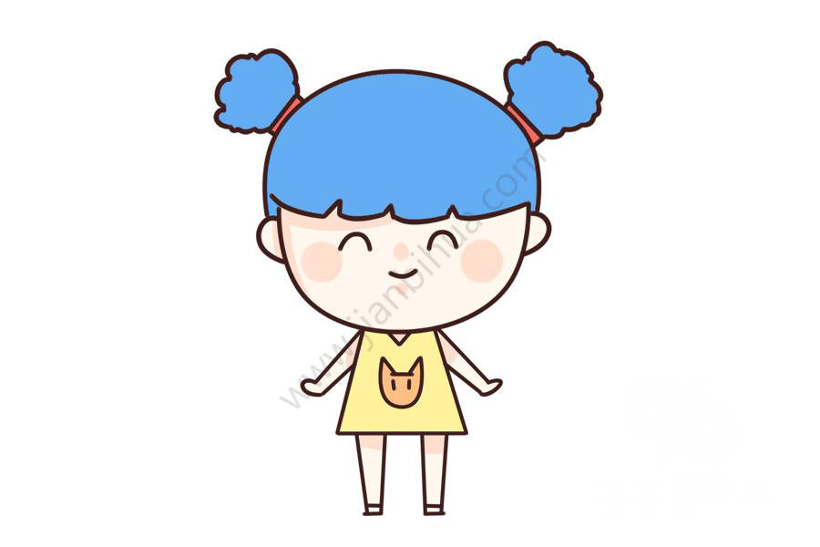 藍(lán)發(fā)女孩簡筆畫
