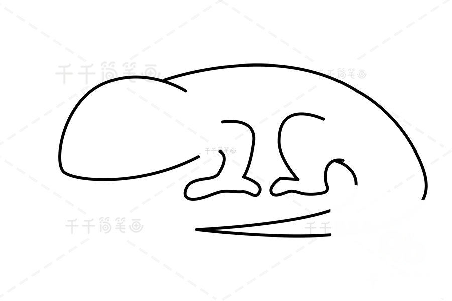 畫(huà)巨蜥的身體外輪廓