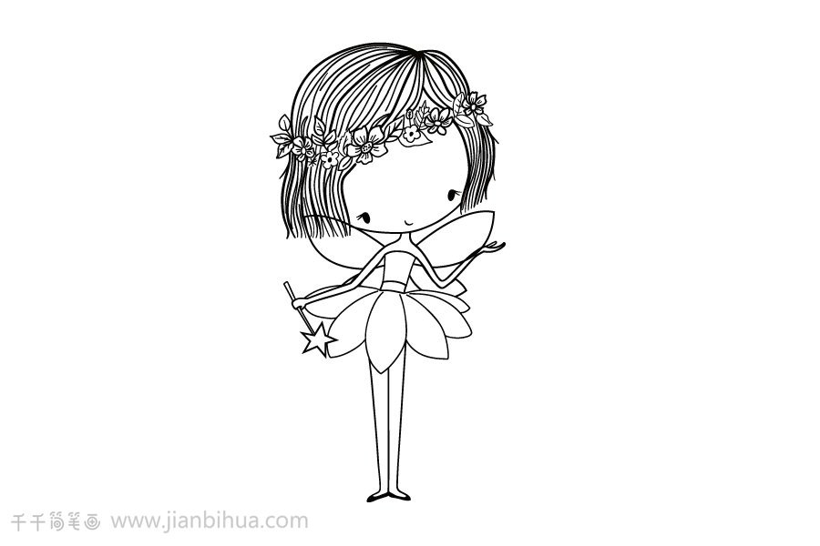 溫婉可人的花仙子簡(jiǎn)筆畫(huà)