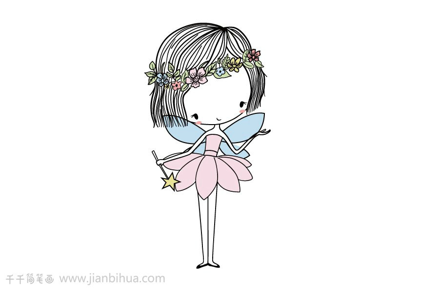 溫婉可人的花仙子簡(jiǎn)筆畫(huà)