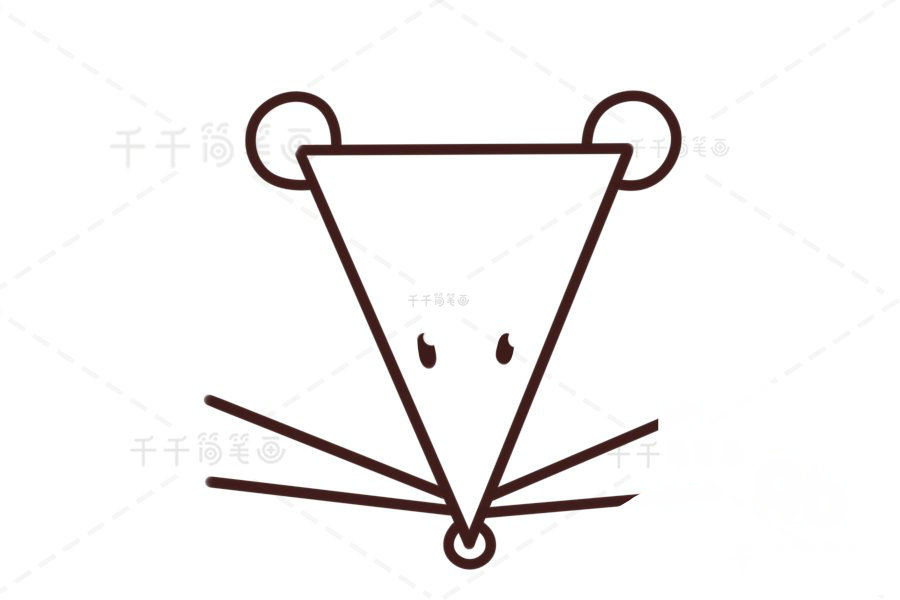 如何畫老鼠頭像簡筆畫步驟三
