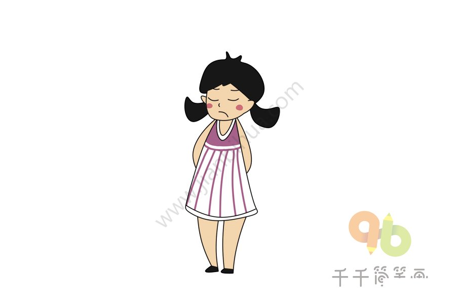 生氣女孩簡(jiǎn)筆畫圖片