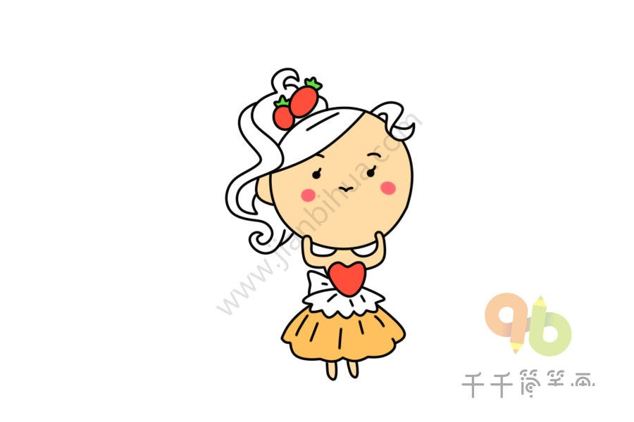 草莓女孩簡筆畫