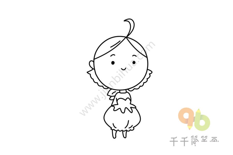 草莓女孩簡筆畫圖片