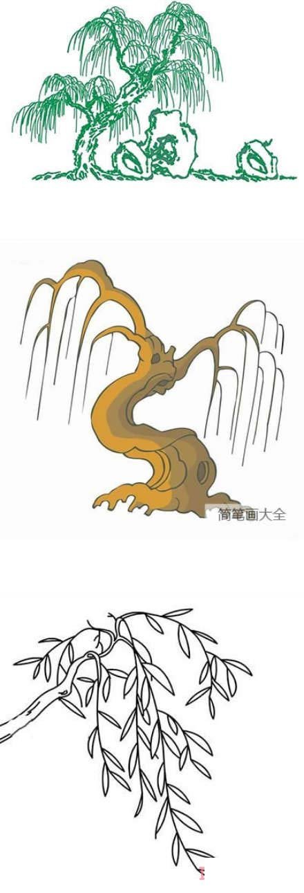 卡通柳樹簡筆畫怎么畫涂顏色簡單好看