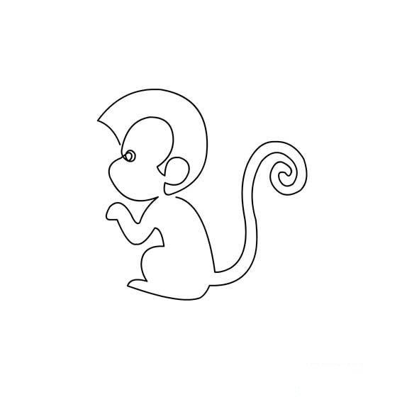 一筆畫猴子的簡筆畫