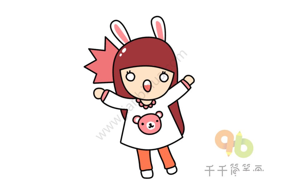 兔子女孩簡(jiǎn)筆畫作品