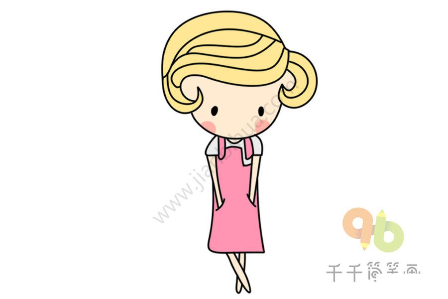 簡單女孩簡筆畫教程圖片一
