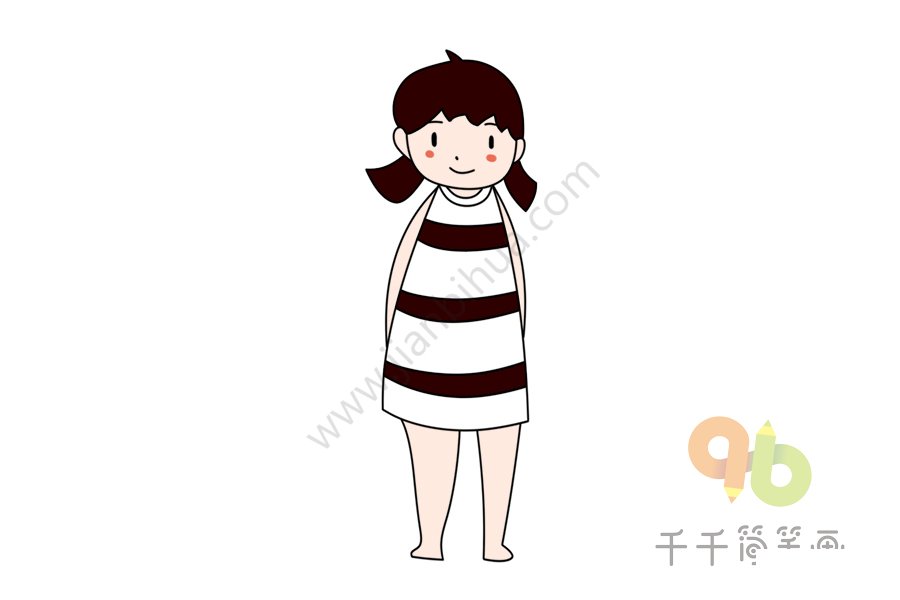 簡單的小女孩簡筆畫