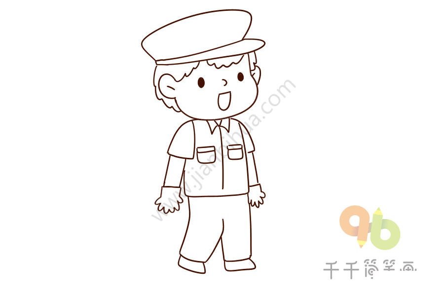 校車司機(jī)簡(jiǎn)筆畫步驟