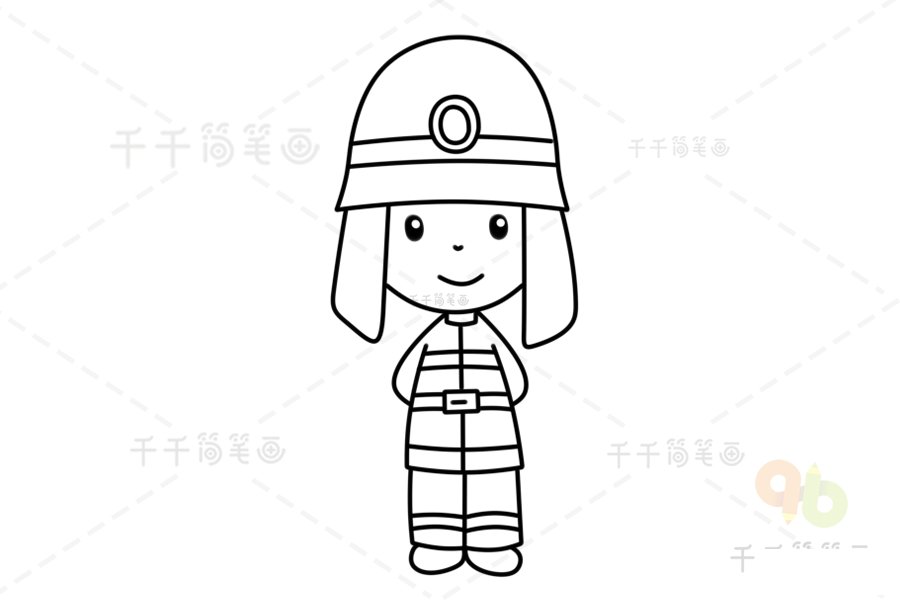 消防員簡筆畫教程1