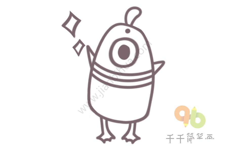 獨(dú)眼小怪獸簡(jiǎn)筆畫步驟圖6