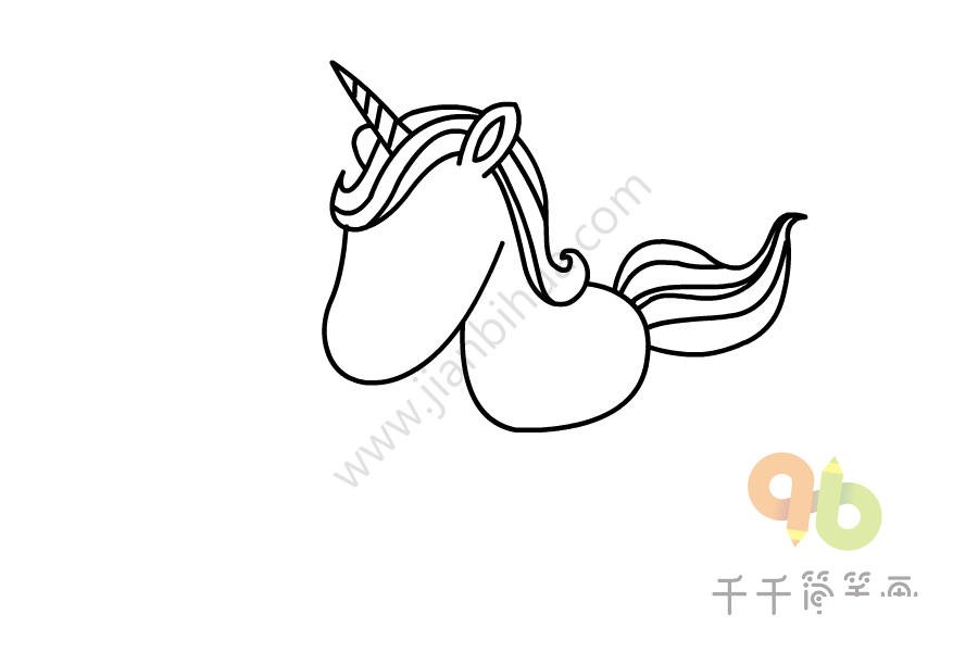 獨(dú)角獸簡(jiǎn)筆畫步驟圖