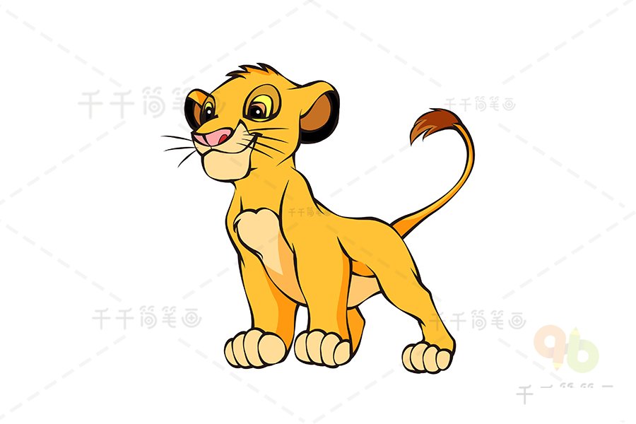 獅子王動畫幼年辛巴簡筆畫