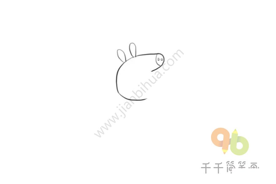 豬媽媽背著小豬佩奇簡筆畫