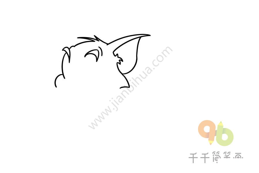 貓和老鼠 湯姆貓簡(jiǎn)筆畫步驟圖2
