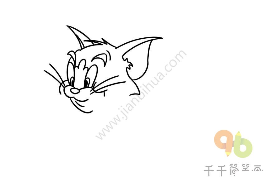 貓和老鼠 湯姆貓簡(jiǎn)筆畫步驟圖3
