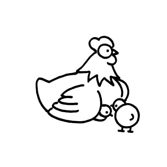 如何畫出雞媽媽和它的孩子簡筆畫