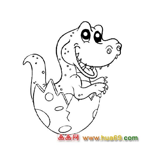 簡筆畫：蛋殼出來的小恐龍1