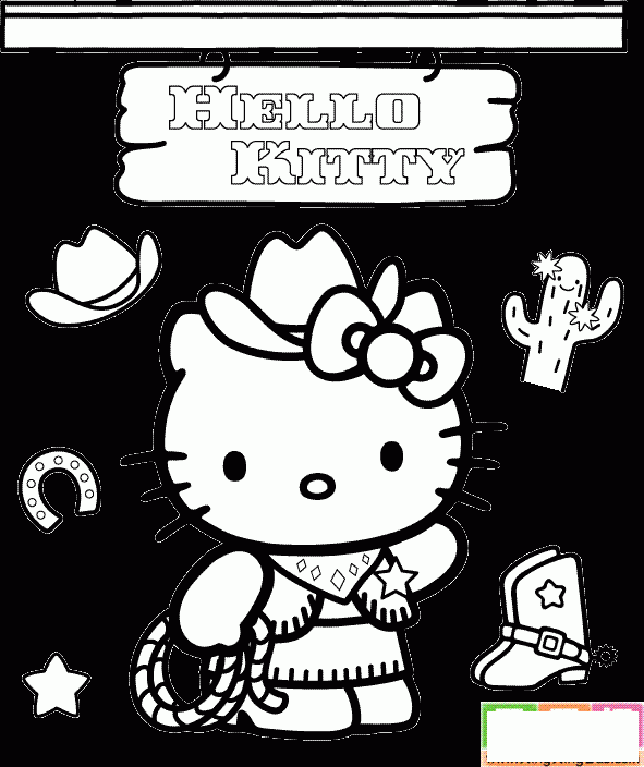 KITTY貓拿著繩子簡筆畫