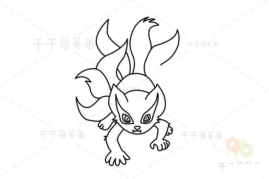 九尾狐簡(jiǎn)筆畫第六步