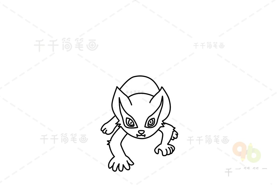 九尾狐簡(jiǎn)筆畫第三步