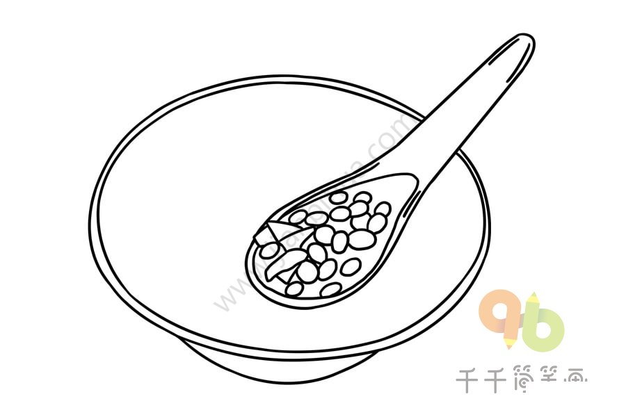 蓮子紅豆沙簡筆畫步驟二